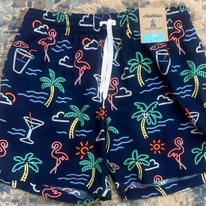 chubbies Navy Tropical Neon Print Men’s Swim Shorts